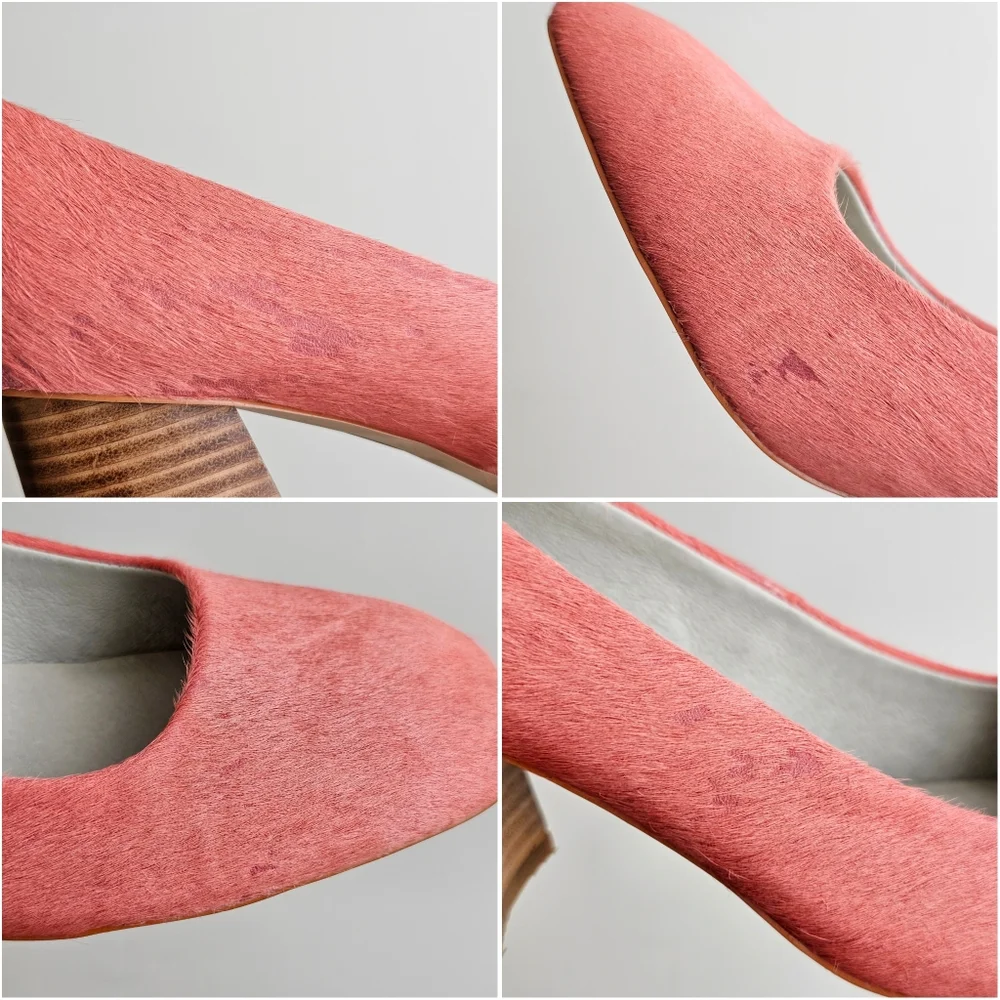 Greycity Calf Hair Genuine Leather Coral Pump Square Comfortable Heels Size 11 - Picture 16 of 16